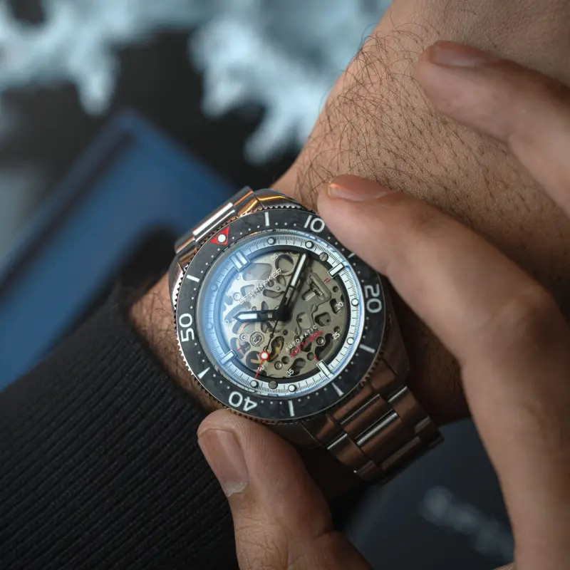 Montre SPINNAKER - CROFT 42 SKELETON AUTOMATIC - SP-5134-11 - CARBON BLACK