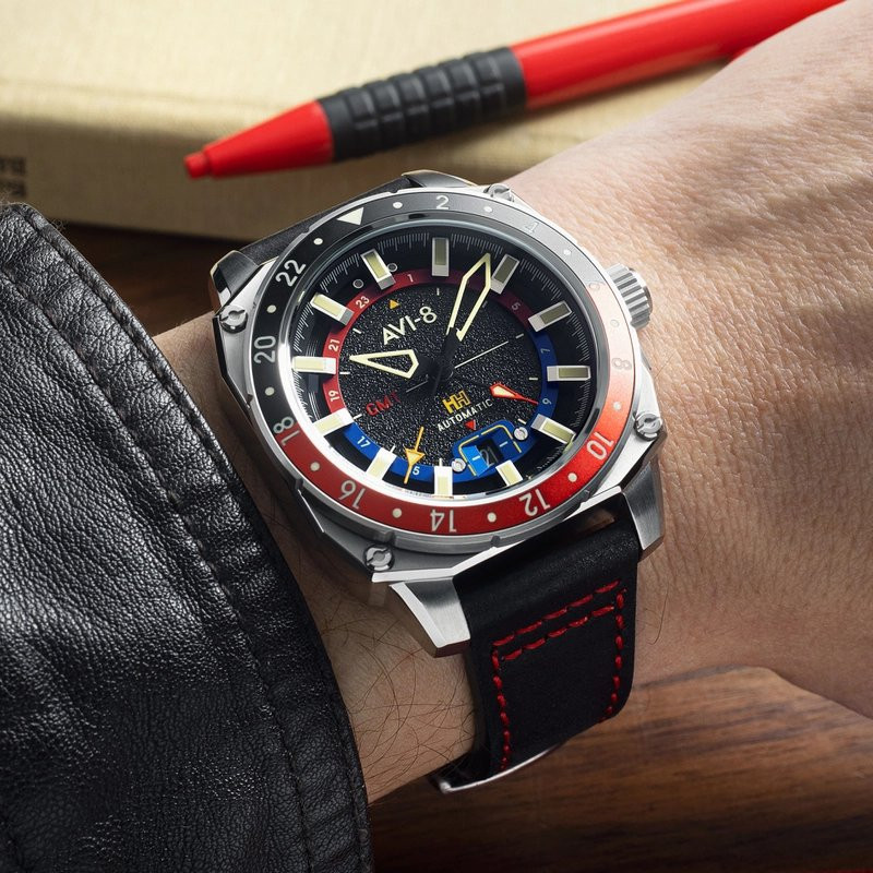 Montre AVI-8 - HAWKER HUNTER ATLAS GMT AUTOMATIC - DEVIL BLACK - AV-4122-01