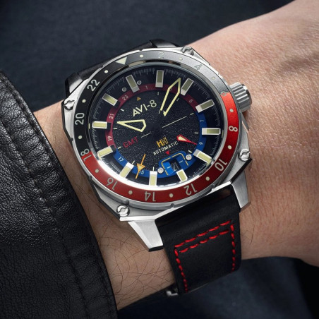 Montre AVI-8 - HAWKER HUNTER ATLAS GMT AUTOMATIC - DEVIL BLACK - AV-4122-01