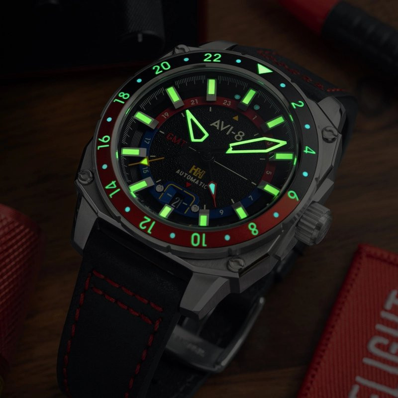 Montre AVI-8 - HAWKER HUNTER ATLAS GMT AUTOMATIC - DEVIL BLACK - AV-4122-01