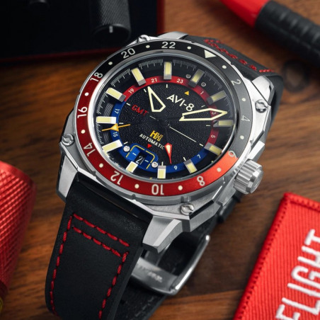 Montre AVI-8 - HAWKER HUNTER ATLAS GMT AUTOMATIC - DEVIL BLACK - AV-4122-01