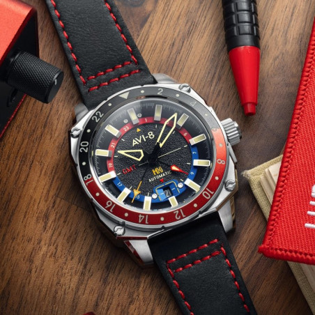 Montre AVI-8 - HAWKER HUNTER ATLAS GMT AUTOMATIC - DEVIL BLACK - AV-4122-01