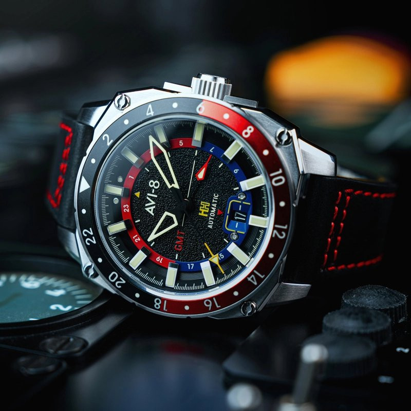 Montre AVI-8 - HAWKER HUNTER ATLAS GMT AUTOMATIC - DEVIL BLACK - AV-4122-01