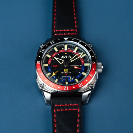 Montre AVI-8 - HAWKER HUNTER ATLAS GMT AUTOMATIC - DEVIL BLACK - AV-4122-01
