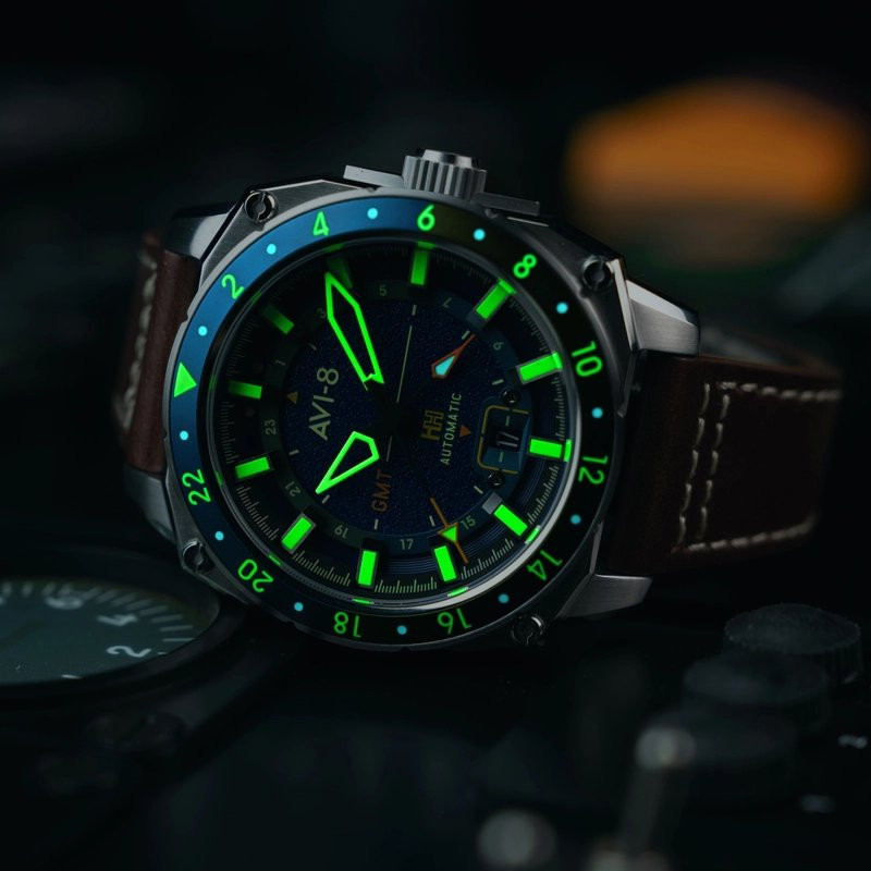 Montre AVI-8 - HAWKER HUNTER ATLAS GMT AUTOMATIC - EARTH BLUE  - AV-4122-02