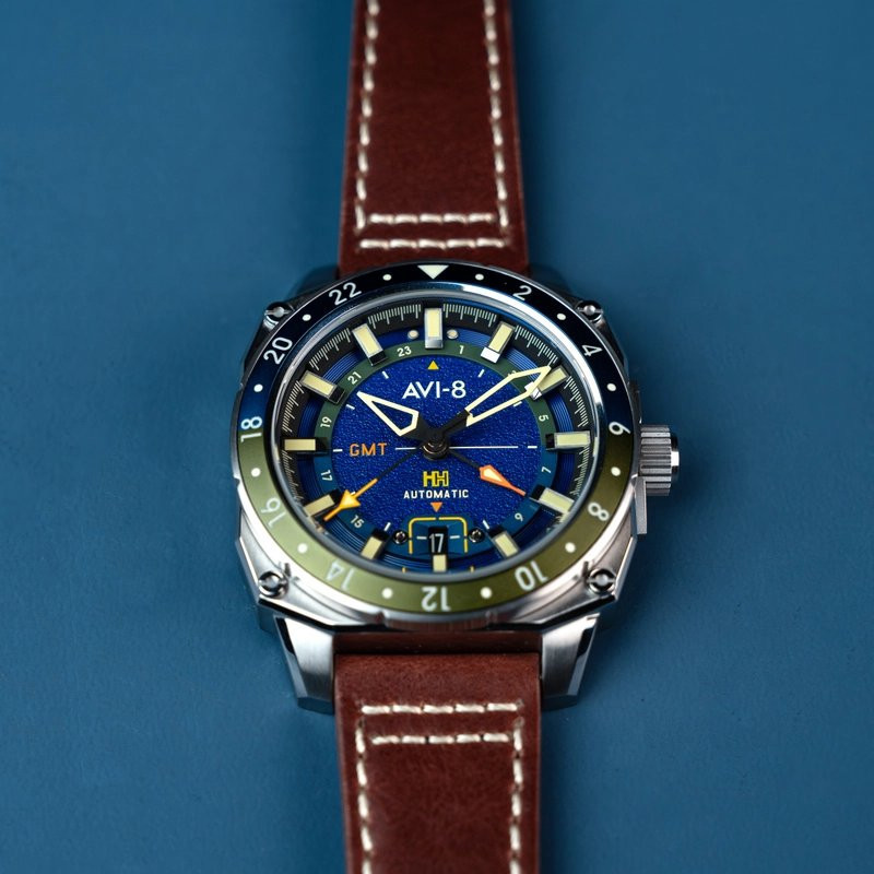 Montre AVI-8 - HAWKER HUNTER ATLAS GMT AUTOMATIC - EARTH BLUE  - AV-4122-02