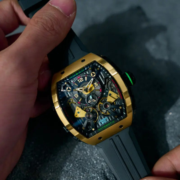 Montre NUBEO – MAGELLAN DOUBLE BARREL AUTOMATIC – NB-6100-05 – BLACK GOLD