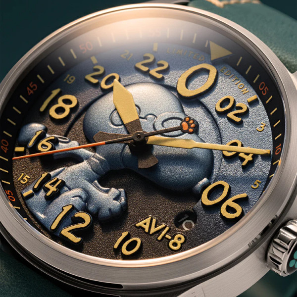 Avi-8 Watch -  Spitfire Peanuts Snoopy Flying Ace 24 Hour Automatic Limited Edition - AV-4150-03 - Azure Blue