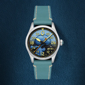 Avi-8 Watch -  Spitfire Peanuts Snoopy Flying Ace 24 Hour Automatic Limited Edition - AV-4150-03 - Azure Blue