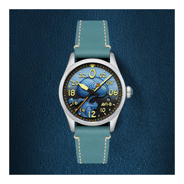 Avi-8 Watch -  Spitfire Peanuts Snoopy Flying Ace 24 Hour Automatic Limited Edition - AV-4150-03 - Azure Blue