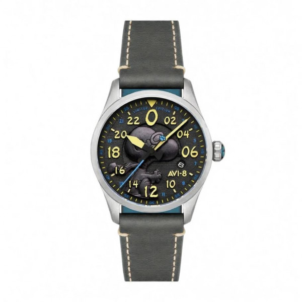 Montre Avi-8 -  Spitfire Peanuts Snoopy Flying Ace 24 Hour Automatic Limited Edition - AV-4150-01 - Charcoal Grey