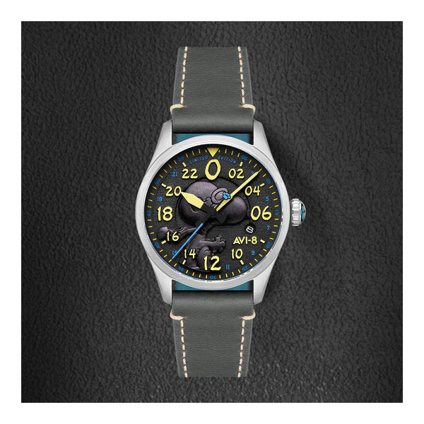 Avi-8 Watch -  Spitfire Peanuts Snoopy Flying Ace 24 Hour Automatic Limited Edition - AV-4150-01 - Charcoal Grey