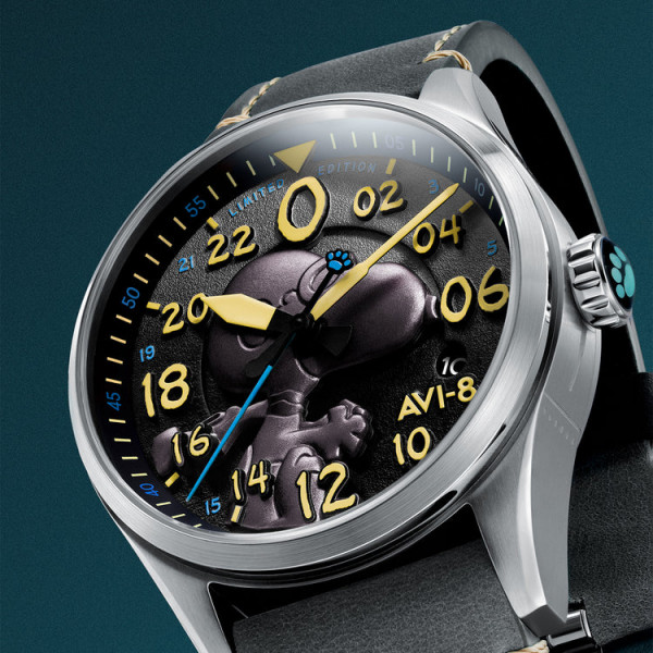 Montre Avi-8 -  Spitfire Peanuts Snoopy Flying Ace 24 Hour Automatic Limited Edition - AV-4150-01 - Charcoal Grey