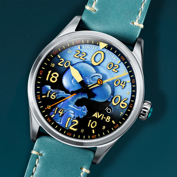 Montre Avi-8 -  Spitfire Peanuts Snoopy Flying Ace 24 Hour Automatic Limited Edition - AV-4150-03 - Azure Blue
