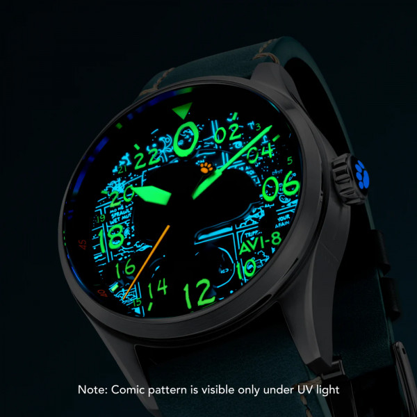 Montre Avi-8 -  Spitfire Peanuts Snoopy Flying Ace 24 Hour Automatic Limited Edition - AV-4150-03 - Azure Blue