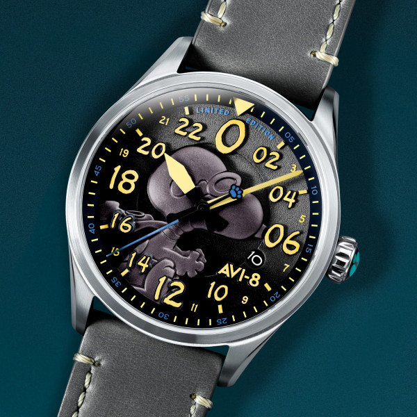 Avi-8 Watch -  Spitfire Peanuts Snoopy Flying Ace 24 Hour Automatic Limited Edition - AV-4150-01 - Charcoal Grey