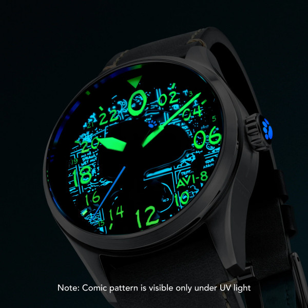 Avi-8 Watch -  Spitfire Peanuts Snoopy Flying Ace 24 Hour Automatic Limited Edition - AV-4150-01 - Charcoal Grey