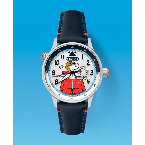 Montre Avi-8 - Hawker Hurricane Mckellar Dual Time Peanuts Snoopy Flying Ace Limited Edition - AV-4151-02 - Aero Blue