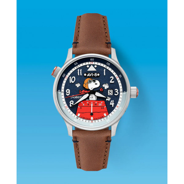 Avi-8 Watch - Hawker Hurricane Mckellar Dual Time Peanuts Snoopy Flying Ace Limited Edition - AV-4151-04 - Azure Aviator