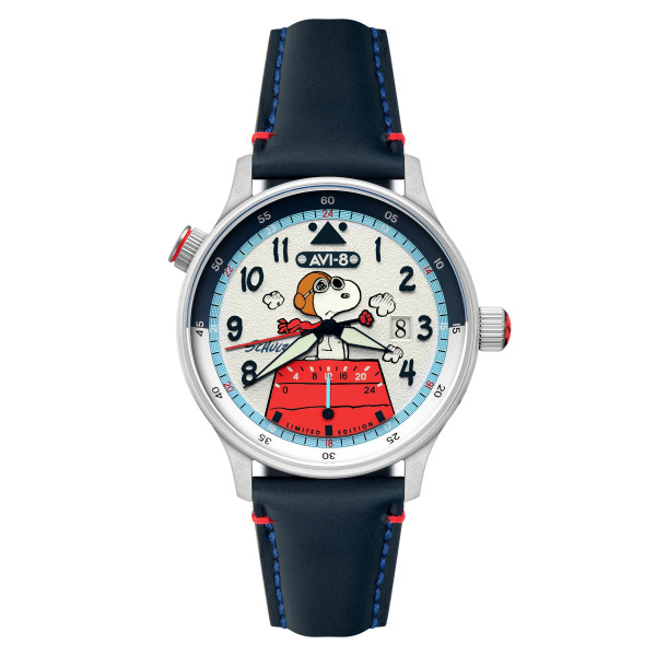 Avi-8 Watch - Hawker Hurricane Mckellar Dual Time Peanuts Snoopy Flying Ace Limited Edition - AV-4151-02 - Aero Blue