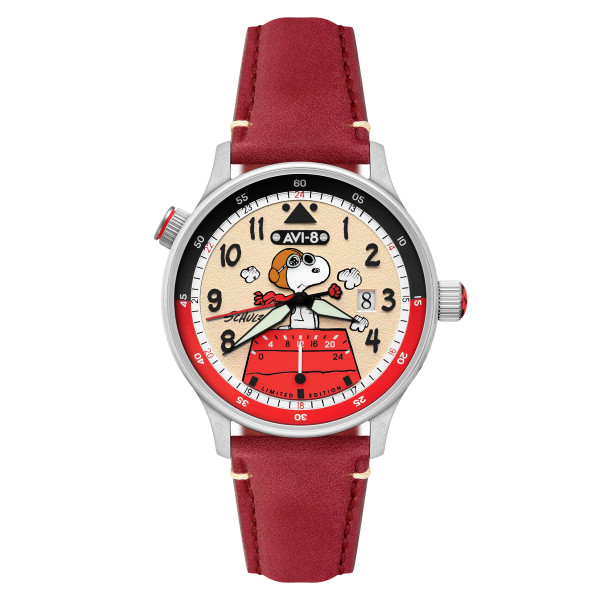 Montre Avi-8 - Hawker Hurricane Mckellar Dual Time Peanuts Snoopy Flying Ace Limited Edition - AV-4151-03 - Ruby Ace