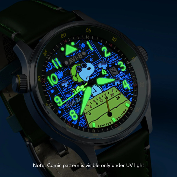 Montre Avi-8 - Hawker Hurricane Mckellar Dual Time Peanuts Snoopy Flying Ace Limited Edition - AV-4151-05 - Pine Pilot