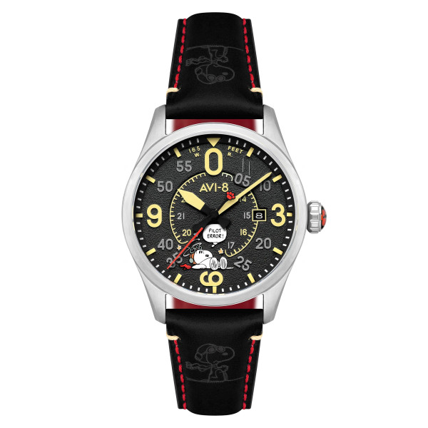 Avi-8 Watch - Spitfire Smith Automatic Snoopy Peanuts Flying Ace Pilot Error Limited Edition - AV-4152-01 - Midnight Maneuver