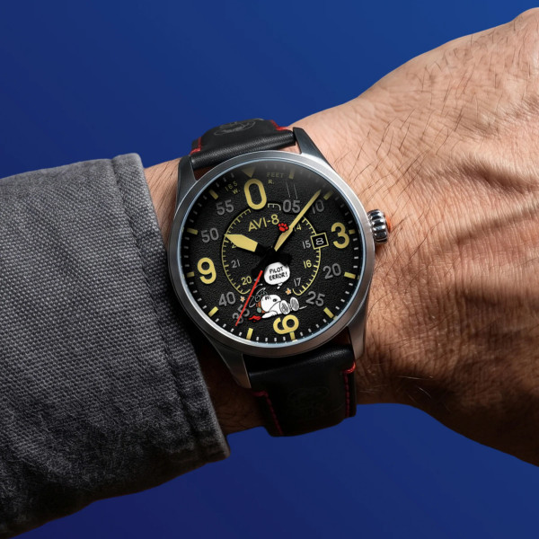 Avi-8 Watch - Spitfire Smith Automatic Snoopy Peanuts Flying Ace Pilot Error Limited Edition - AV-4152-01 - Midnight Maneuver