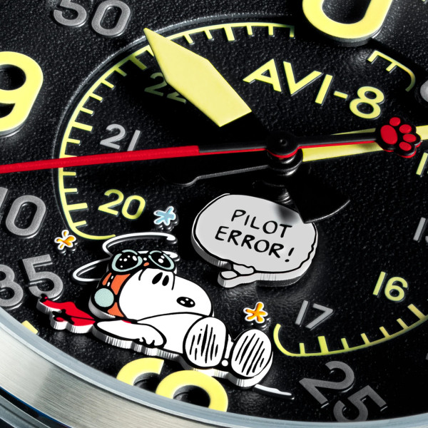 Montre Avi-8 - Spitfire Smith Automatic Snoopy Peanuts Flying Ace Pilot Error Limited Edition - AV-4152-01 - Midnight Maneuver