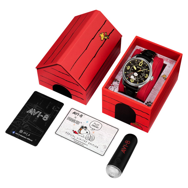 Avi-8 Watch - Spitfire Smith Automatic Snoopy Peanuts Flying Ace Pilot Error Limited Edition - AV-4152-01 - Midnight Maneuver