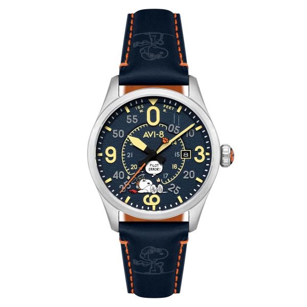 Montre Avi-8 - Spitfire Smith Automatic Snoopy Peanuts Flying Ace Pilot Error Limited Edition - AV-4152-02 - Blue Blunder