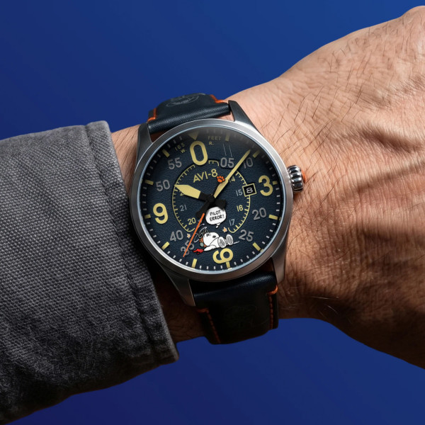 Montre Avi-8 - Spitfire Smith Automatic Snoopy Peanuts Flying Ace Pilot Error Limited Edition - AV-4152-02 - Blue Blunder