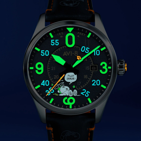 Montre Avi-8 - Spitfire Smith Automatic Snoopy Peanuts Flying Ace Pilot Error Limited Edition - AV-4152-02 - Blue Blunder