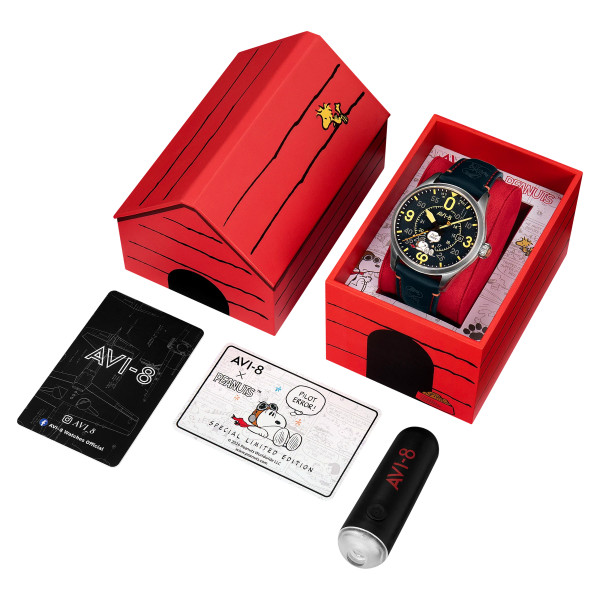 Montre Avi-8 - Spitfire Smith Automatic Snoopy Peanuts Flying Ace Pilot Error Limited Edition - AV-4152-02 - Blue Blunder