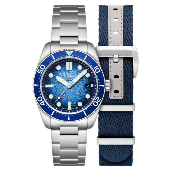Spinnaker Watch -  Croft Mid-Size Automatic Dolphin Project Limited Edition - SP-5177-11 - Aqua Play