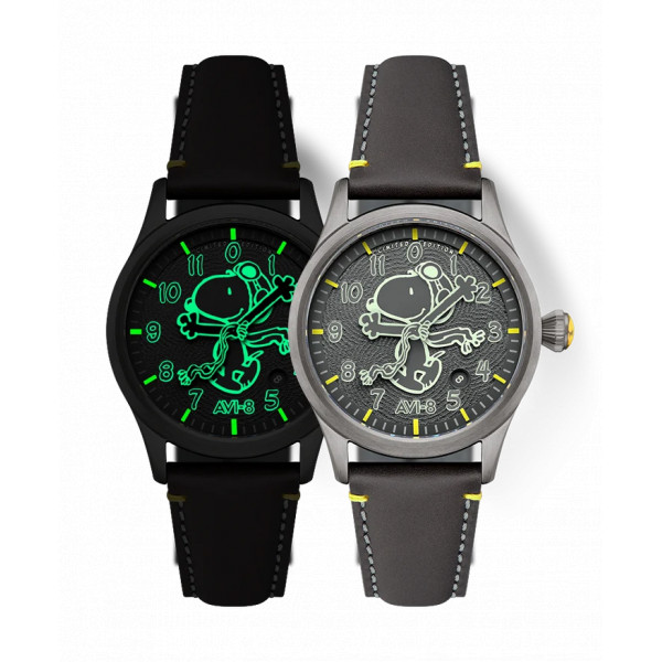 Montre Avi-8 - Flyboy Engineer Automatic Peanuts Snoopy Flying Ace Monotone Limited Edition - AV-4156-03 - Grey Glider